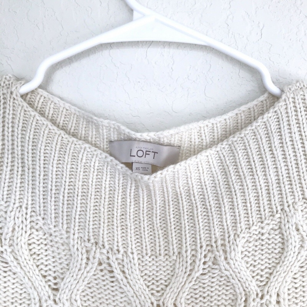 LOFT Cable Knit Boat Neck Pullover Sweater - Picture 4 of 8